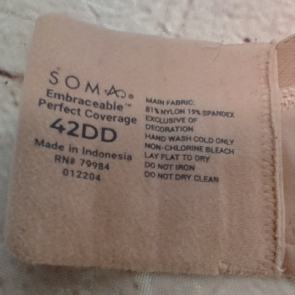 Soma Embraceable Perfect Coverage Underwire Bra 42DD - Picture 5 of 12